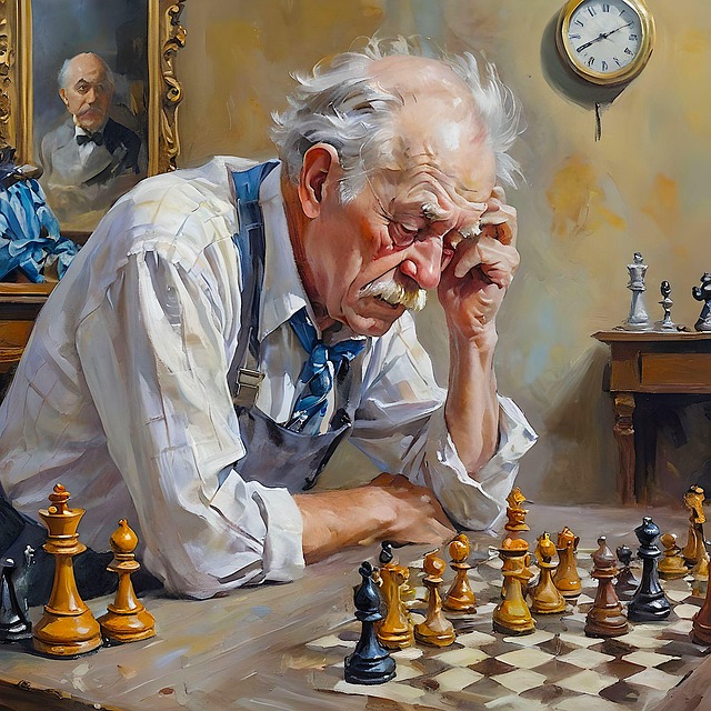 Old man playing chess