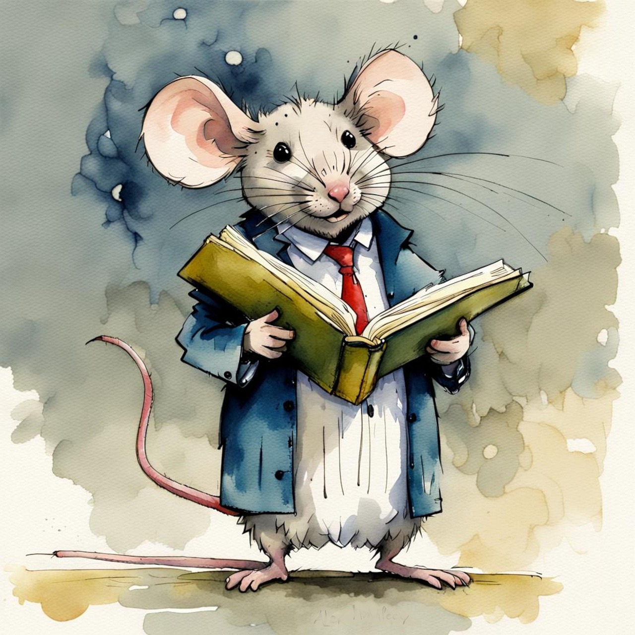 Eine Maus mit einem Buch in der Hand