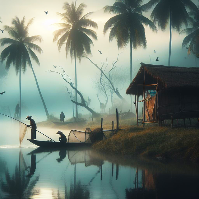 Ein paar Angler auf einer Insel