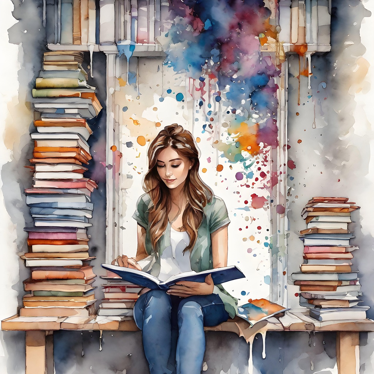 Eine Frau, die Bücher liest