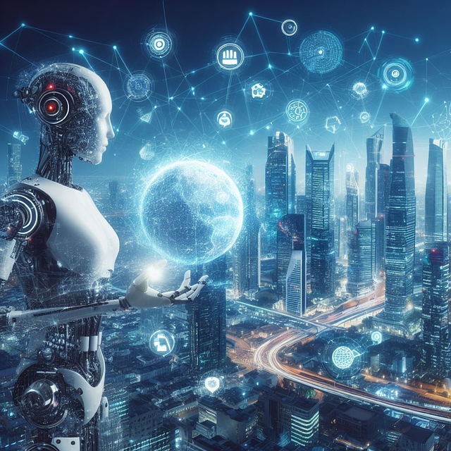 Eine futuristische Darstellung neuer Möglichkeiten durch höhere Intelligenz