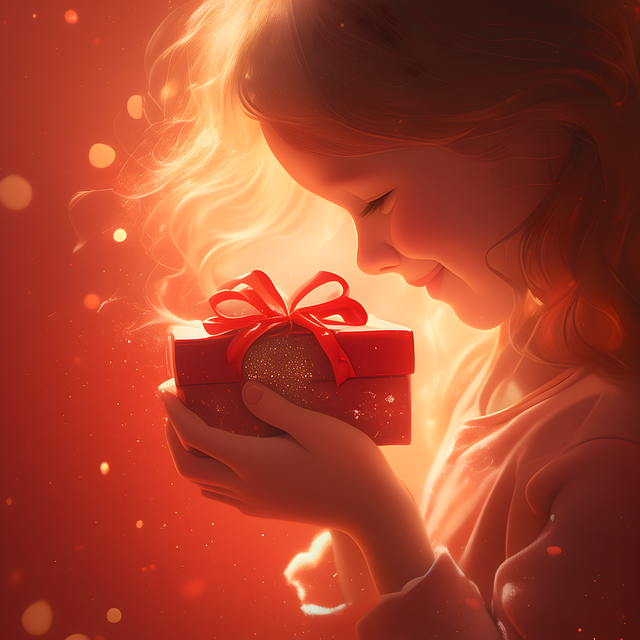 Ein Mädchen bekommt ein Geschenk