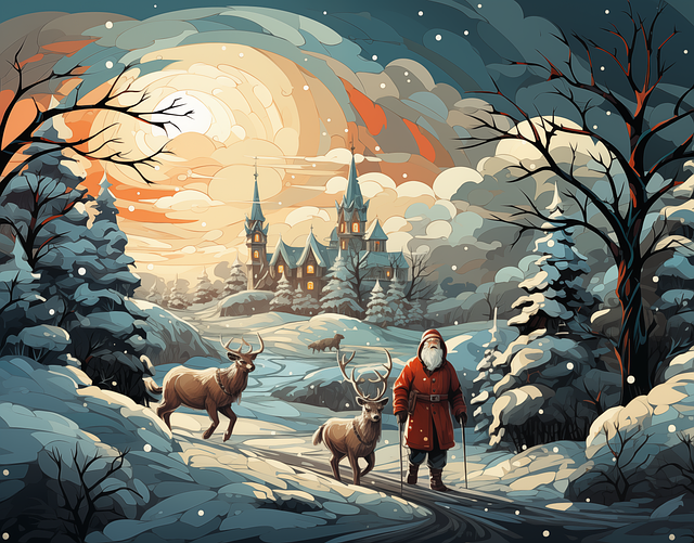 Der Weihnachtsmann in einer Winterlandschaft