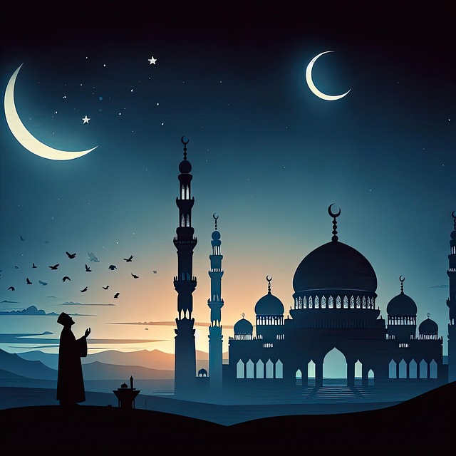 Eine Moschee in der Nacht