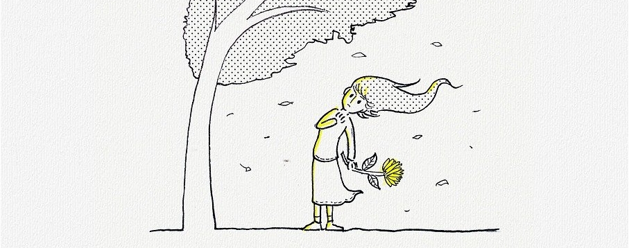 Eine Frau im Wind